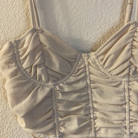 NWT Katie Kane shimmer ruched corset tank - Picture 2 of 7